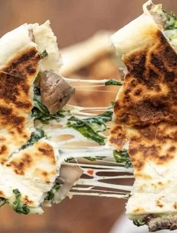 Quesadillas de Espinafre e Cogumelos